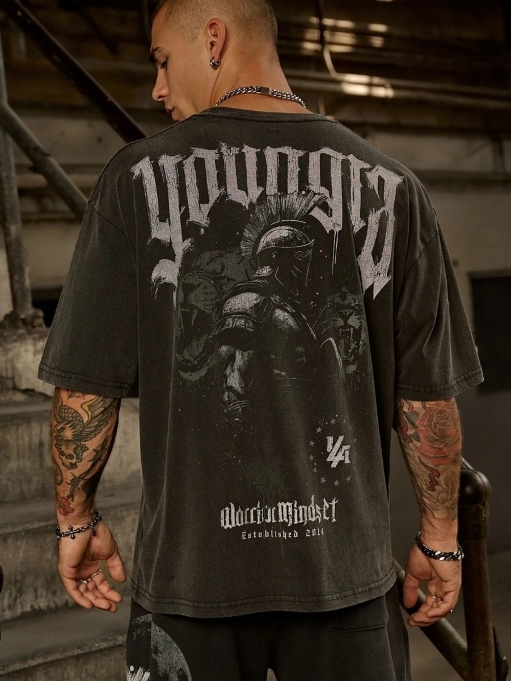 YoungLA Black Graphic Spartan Tee 4135 - YLA x Axel - Spartan Tees - Picture 3 of 6